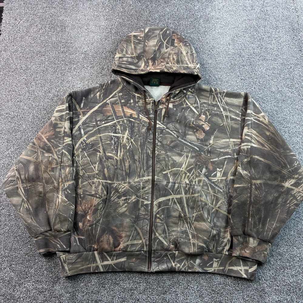Cabelas Camo Hoodie Mens 3XL Brown Cotton Advantage Max-4 HD Camouflage Full Zip